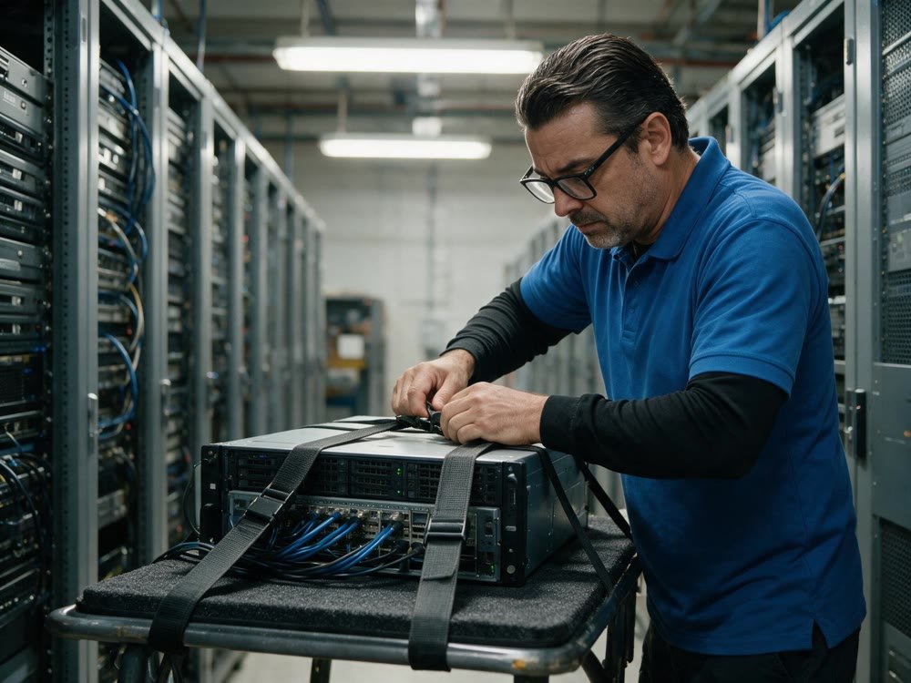 Corredor de racks de data center movido pela Millenium com continuidade de serviço
