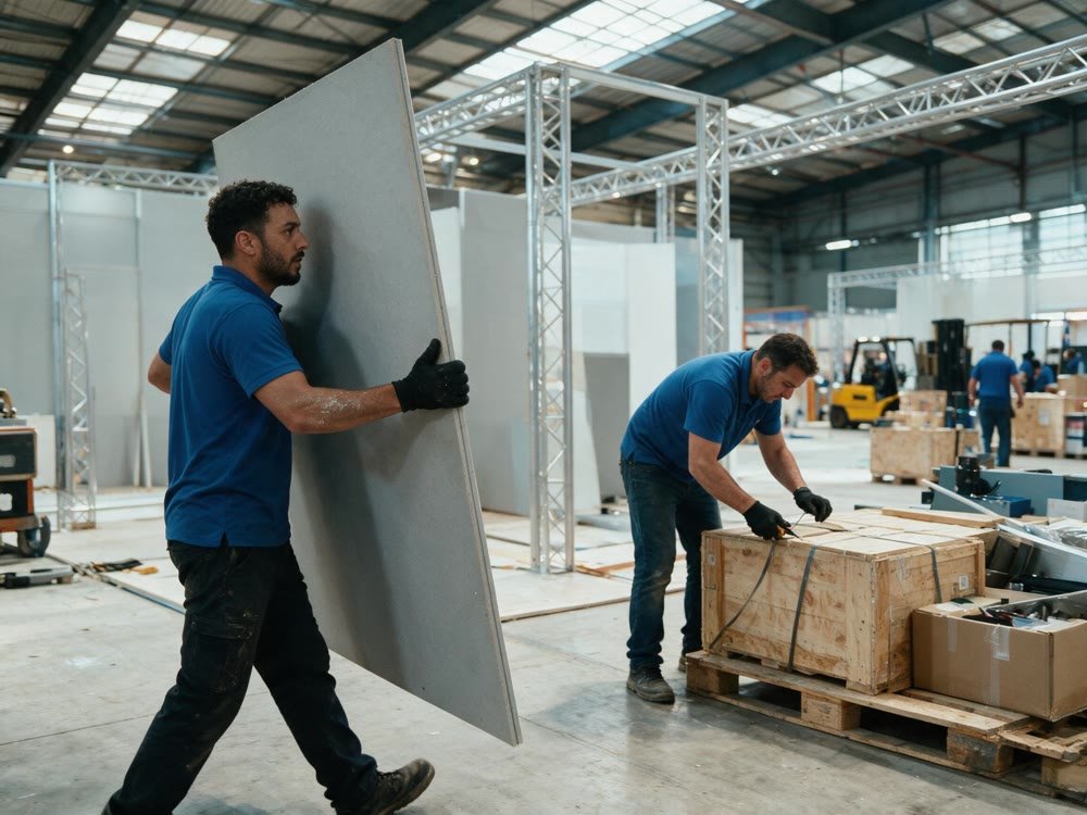 Profissional acompanhando a operação de guarda de mobiliário e equipamentos da empresa